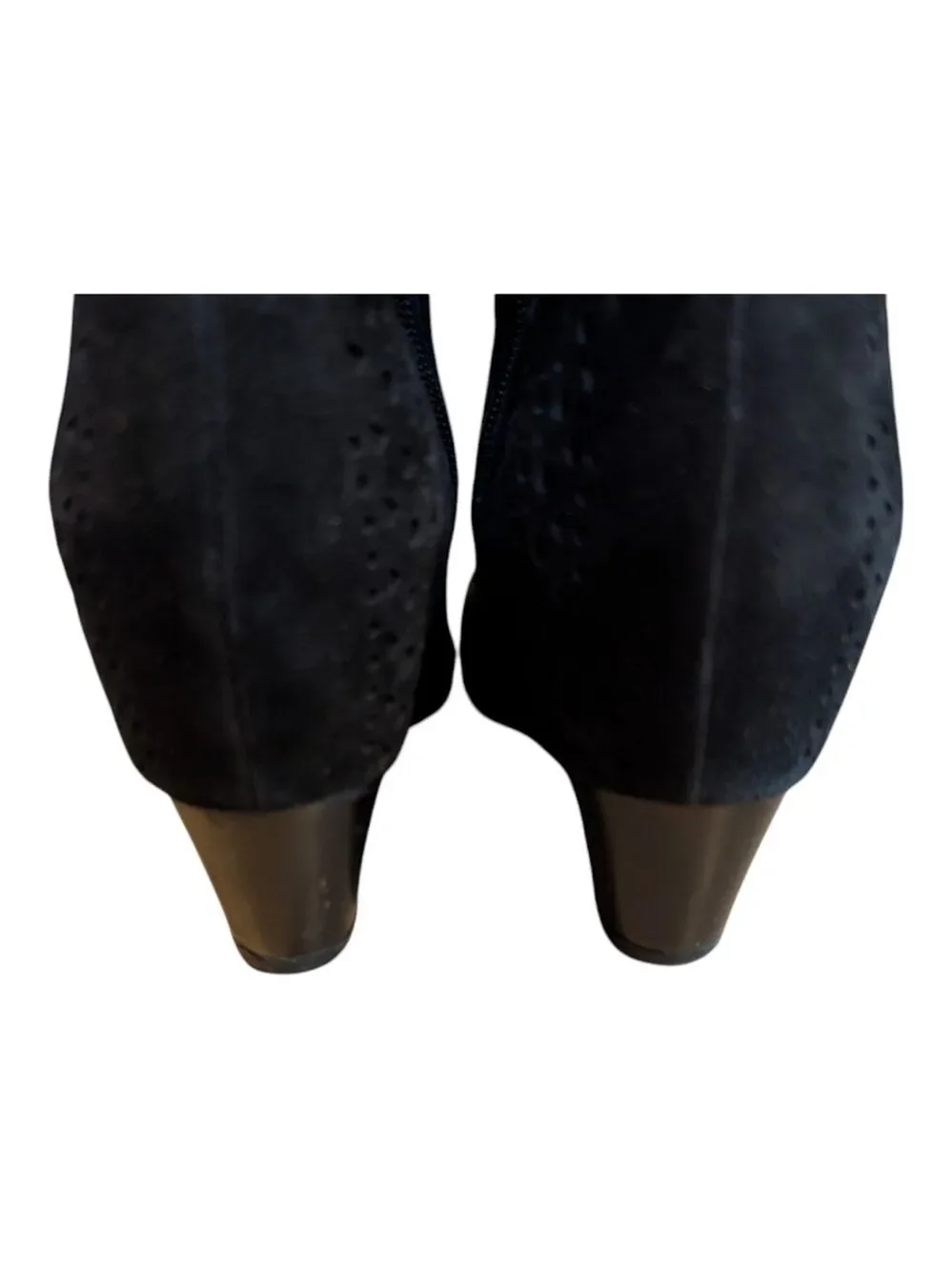 Sofft Brighton Black Suede Leather Wedge Boots Womens 7.5 Tall Knee High Laser